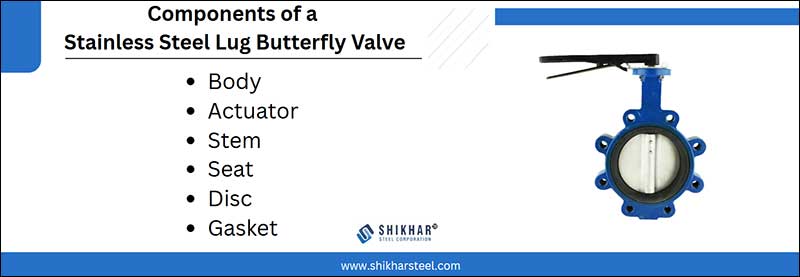 Components of a Stainless Steel Lug Butterfly Valve
