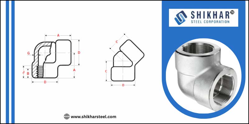 Size Chart for Class 2000 C276 Hastelloy Threaded Elbow
